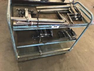 Qty Of Adjustable Welding Clamps C/W Cart