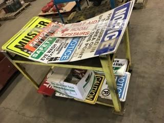 Assortment Of Signs C/W Cart