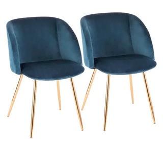 Chu Upholstered Dining Chair, Set Of 2, Blue/Gold