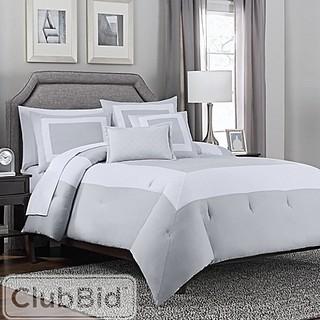 HOTEL BAND 5-PIECE KING COMFORTER SET IN GREY/WHITE                                                 