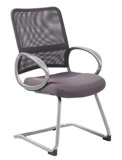 Boss Office Products B6419-CG Mesh Back with Pewter Finish Guest Chair, Grey