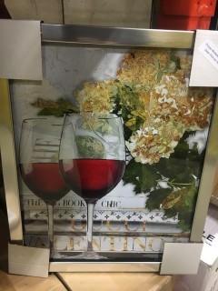 Wine Glasses Framed Art 18x21-As Is