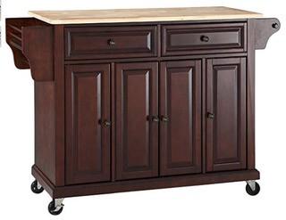 Hedon Kitchen Cart Vintage Mahogany With Solid Black Granite Top