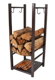 Firewood Log Rack with Tool Holders in Bronze