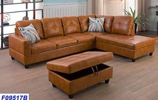 Russ Sectional with Ottoman, Right Hand Facing, Ginger 