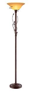 Hampton Bay?72-inch Floor Lamp in Burnished Copper with Frosted Amber Glass and Ivy Leaf Accents