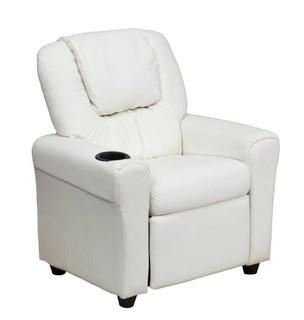 April Kids Vinyl Chair with Cup Holder, White