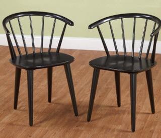 Brigg Solid Wood Dining Chair, Black, Set Of 2