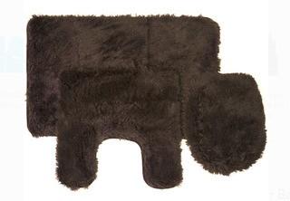 Kurland Fluff 3 Piece Bath Rug Set, Chocolate