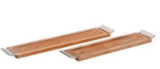 Cole & Grey 2 Piece Wood and Aluminum Long Tray Set 27'' W x 6'' D x 1.25'' H ;  23'' W x 6'' D x 1.25'' H