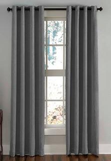 (2)Curtainworks Solid Room Darkening Grommet Single Curtain Panel Grey, 50x108" 