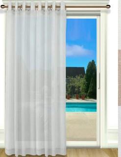 Bal Harbour Patio Solid Semi-Sheer Grommet 2 Curtain Panels, White 106x84"