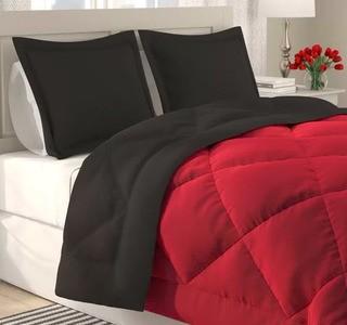 Alwyn Home Reversible Down Alternative Comforter Set Twin, Black/Grey