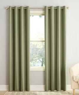 (2) Sun Zero Groton Solid Room Darkening Grommet Single Curtain Panel, Sage Green, 54x84"