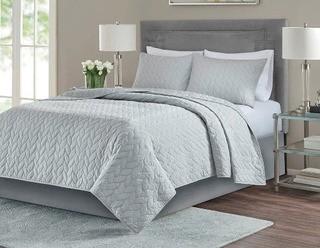 Acker 3 Piece Reversible Coverlet Set King, Grey