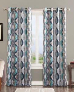 (6) Antigo Geometric Room Darkening Grommet Single Curtain Panel 54x84"