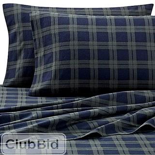 THE SEASONS COLLECTION(R) HEAVYWEIGHT FLANNEL PLAID QUEEN SHEET SET IN BLACKWATCH                   
