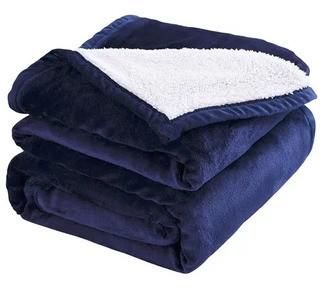 Hammoud Lush Elegance Textured Lattice Reversible Sherpa Blanket  Navy, Size Unkown 