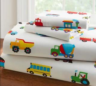 Olive Kids Trains, Planes and Trucks 205 Thread Count 100% Cotton Sheet Set, Full