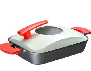 Uchicook 15.75" Metal Cover Non-Stick Steam Grill, Red