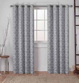 Cartago 54 in. W x 84 in. L Woven Blackout Grommet Top Curtain Panel in Dove Grey (2 Panels)