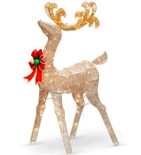 National Tree Company 48" Holiday Christmas Crystal Splendor Reindeer Decoration with White LED Lights