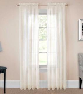 Pairs to Go Victoria Voile Rod Pocket Window Curtain Panel Pair in Ivory 118x84"