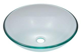 Tempered Glass Circular Vessel Bathroom Sink 16 1/2" x 16 1/2" x 5 3/4" 