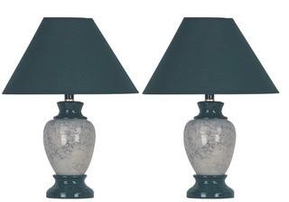 Merle 15" Table Lamp, Green, Set of 2