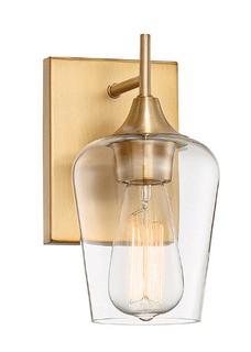 Hickerson 1-Light Armed Sconce, Warm Brass