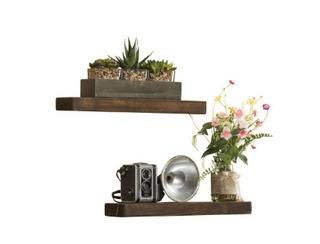 Evonne Wall Shelf, Dark Walnut, 16"W x 5.8"D, Set of 2