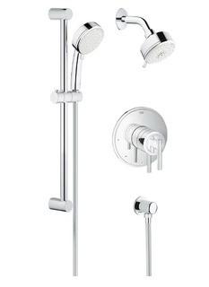 GrohFlex Pressure Balanced Dual Function Adjustable Shower Head Complete Shower System