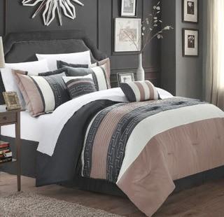 Chic Home Coralie 6-Piece King Comforter Set in Taupe, King