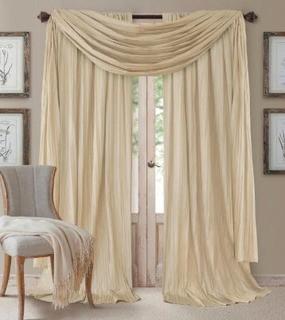 Adonis Solid Semi-Sheer Rod Pocket Curtain Panels. Gold. 2 Pamels 52x108", 2 Window Scarf 52x216"