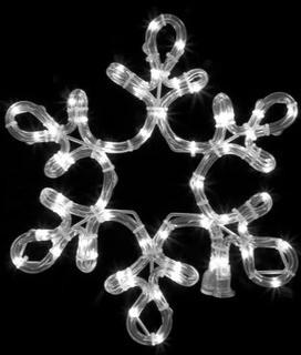 Rope Lit Snowflake with Star Middle Lighted Display 12"