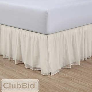 COTTON VOILE 15-INCH FULL BED SKIRT IN IVORY                                                        