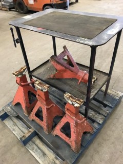 (4) Jack Stand with Steel Work Table