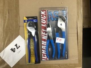 Lot of One New Power fist 10" Cable Cutter, One Channel Lock 2 Pc Pliers Set