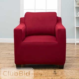 STRETCH FIT PROTECTIVE TWILL CHAIR SLIPCOVER IN BURGUNDY                                            