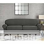 Sure Fit Designer Suede Individual Cushion 2-Seat Sofa Slipcover in Grey 