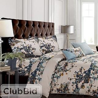 TRIBECA LIVING CASABLANCA5-PIECE REVERSIBLE KING DUVET COVER SET IN BLUE/BEIGE