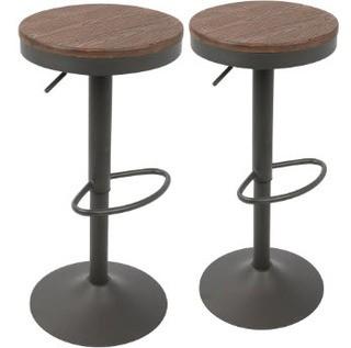 Chambord Adjustable Height Swivel Bar Stool Grey/Brown, Set Of 2