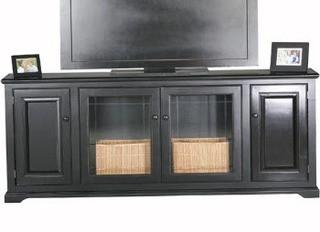 Wentzel TV Stand for TVs up to 78", Dark Grey, Missing Glass, Chips-As Is