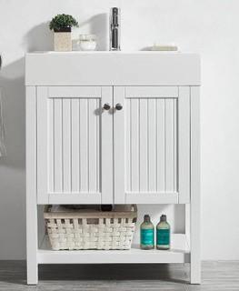 Pavia 28 in. W x 20 in. D Vanity in White with Acrylic Vanity Top in White with White Basin