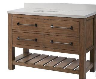 Home Decorators Collection?Castlewell Collection 48-inch Vanity in Grey Oak with White Stone Top