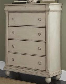 Oreana 5 Drawer Chest, Rustic White 