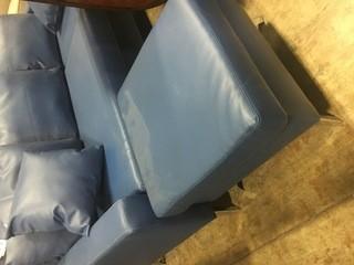 Blue Faux Leather Sofa With Ottoman 