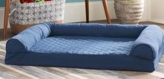 Bernice Quilted Orthopedic Sofa-Style Dog Bed, Navy, Large 