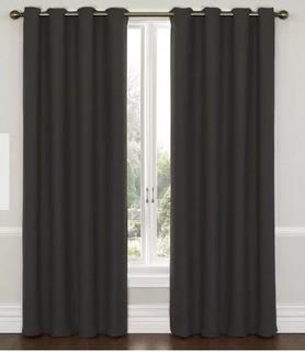 Wyndham Solid Blackout Grommet 2 Curtain Panels, Black 42x63"