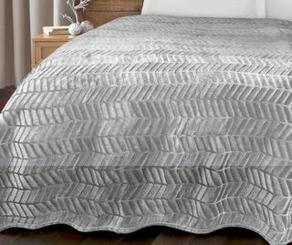 Southampton Embossed Plush Blanket Charcoal, 60x90"